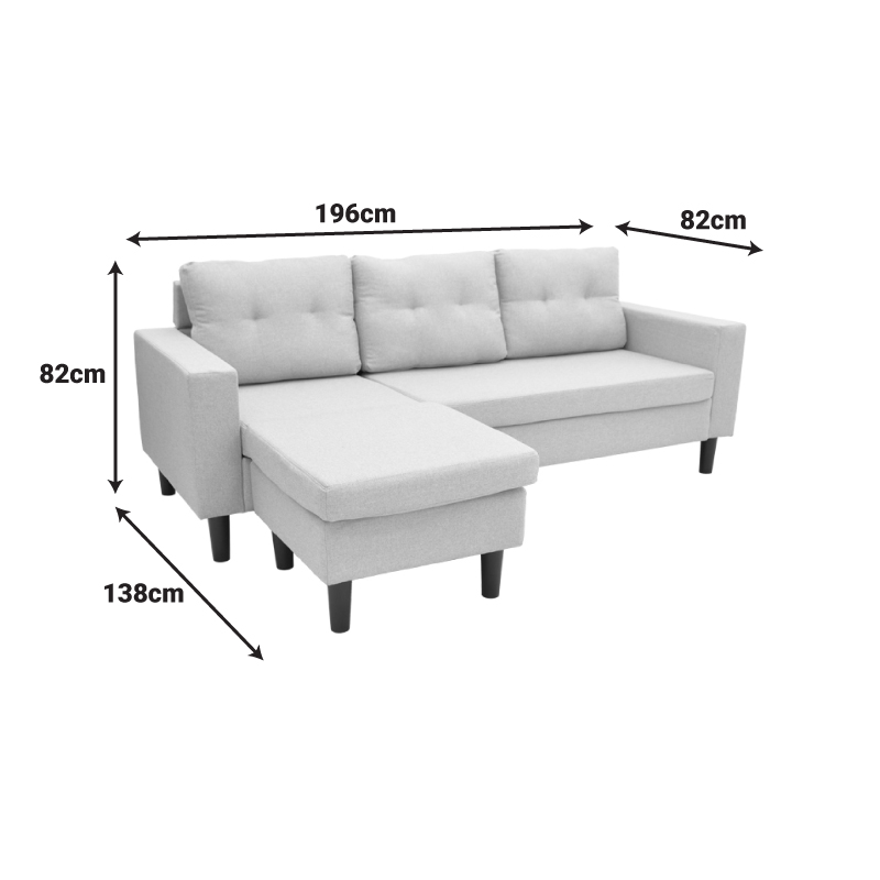 Γωνιακός καναπές αναστρέψιμος Maneli pakoworld ύφασμα μαύρο 196x138/77x82εκ 8