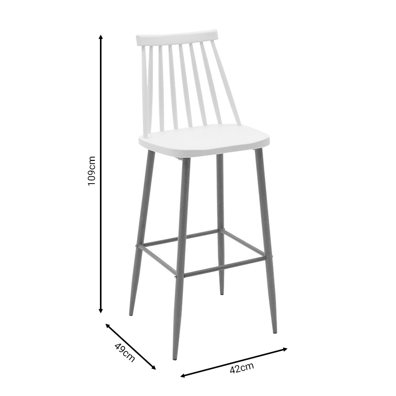 Σκαμπό μπαρ Aurora pakoworld pp λευκό-φυσικό πόδι 42x49x109εκ 8
