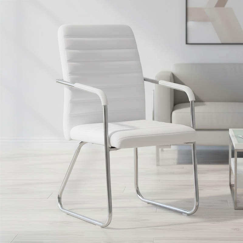 Καρέκλα επισκέπτη Sefine pakoworld λευκό pu-πόδι χρωμίου 53x45x97εκ 2