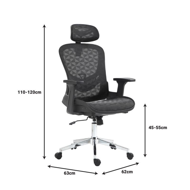 Καρέκλα γραφείου εργασίας Mergi pakoworld μαύρο mesh 62x63x120εκ 12