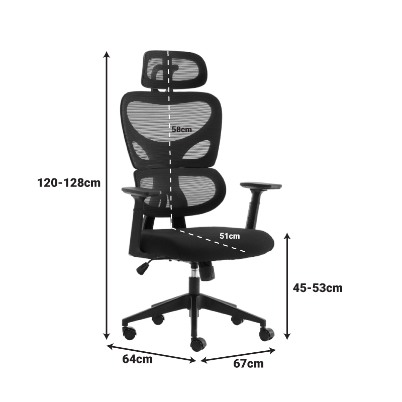 Καρέκλα γραφείου διευθυντή Cadrey pakoworld mesh μαύρο 67x64x120-128εκ 11