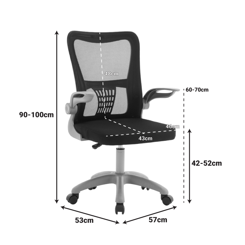 Καρέκλα γραφείου εργασίας Annalise pakoworld μαύρο mesh 57x53x100εκ 13
