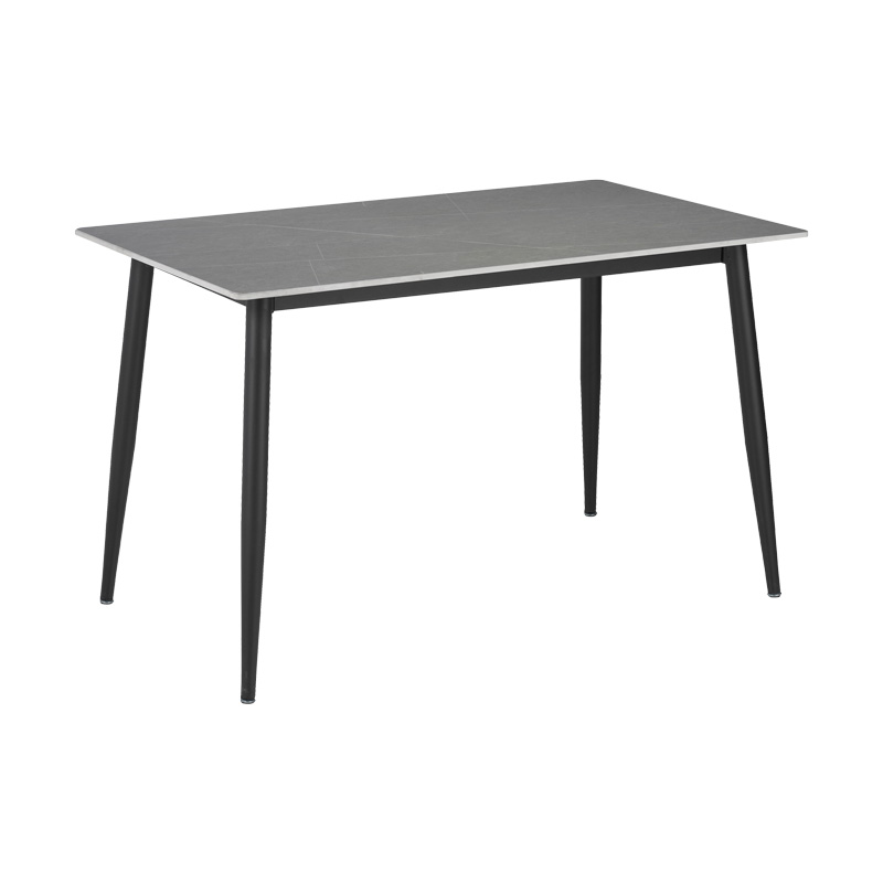 Τραπέζι Gustas pakoworld γκρι μαρμάρου sintered stone-μαύρο μέταλλο 140x80x75εκ 1