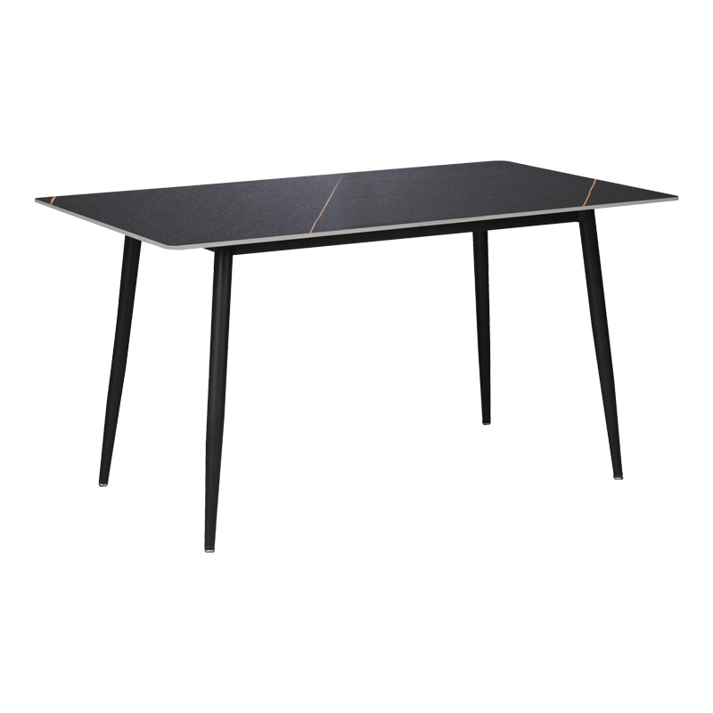 Τραπέζι Gustas pakoworld μαύρο μαρμάρου sintered stone-πόδι μαύρο μέταλλο 140x80x75εκ 1