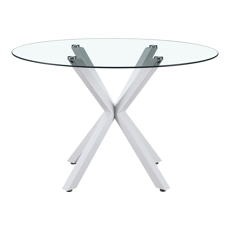 Τραπέζι Tavula pakoworld Γυαλί- Μεταλλικά πόδια σε λευκή απόχρωση Φ120x75εκ 2