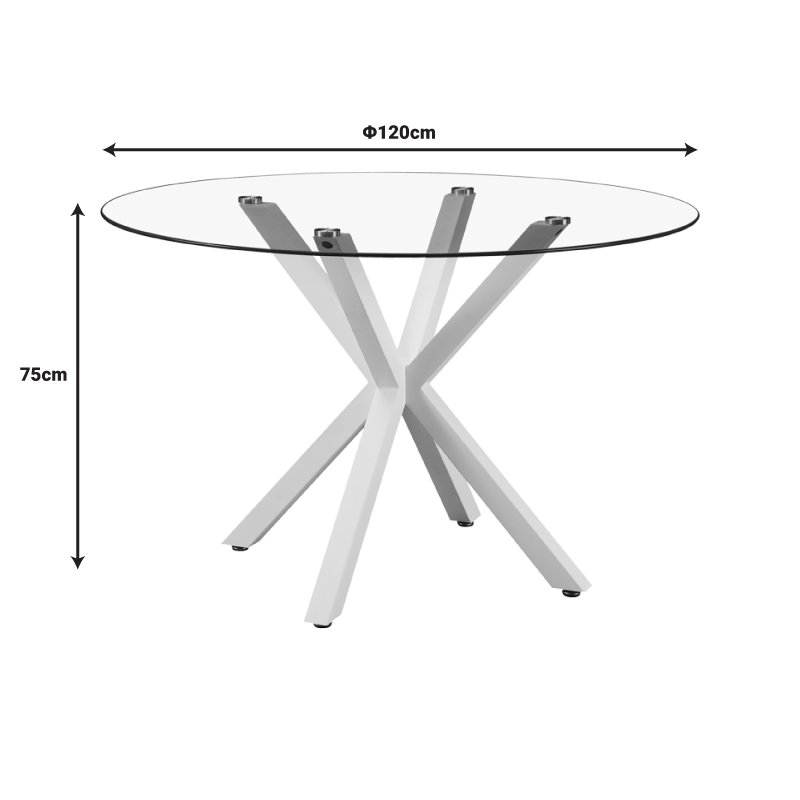 Τραπέζι Tavula pakoworld Γυαλί- Μεταλλικά πόδια σε λευκή απόχρωση Φ120x75εκ 5