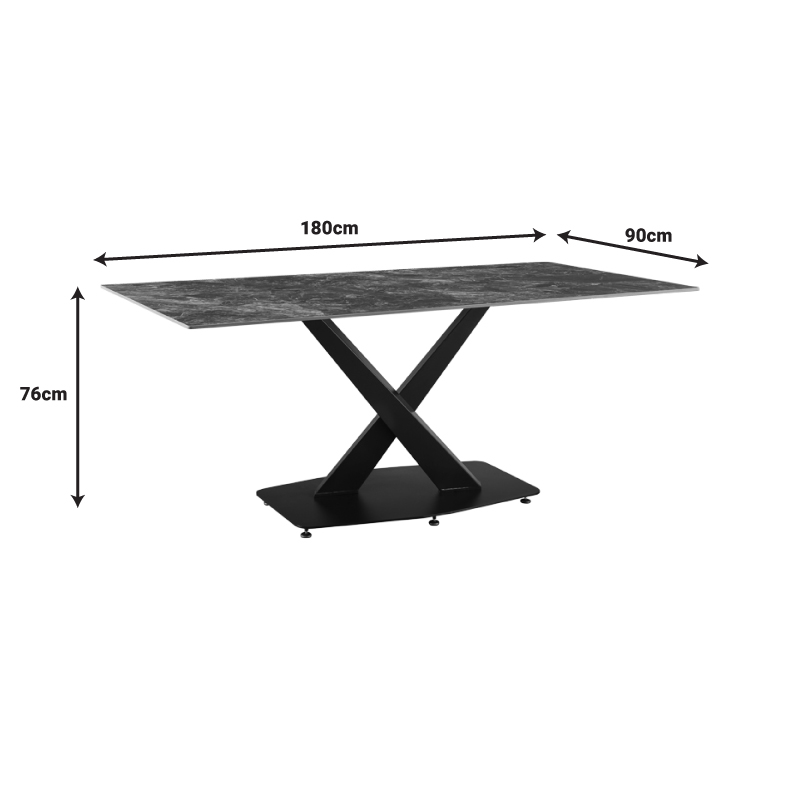 Τραπέζι Tafel pakoworld Sintered stone με μεταλλικά πόδια σε μαύρη απόχρωση 180x90x76εκ 5