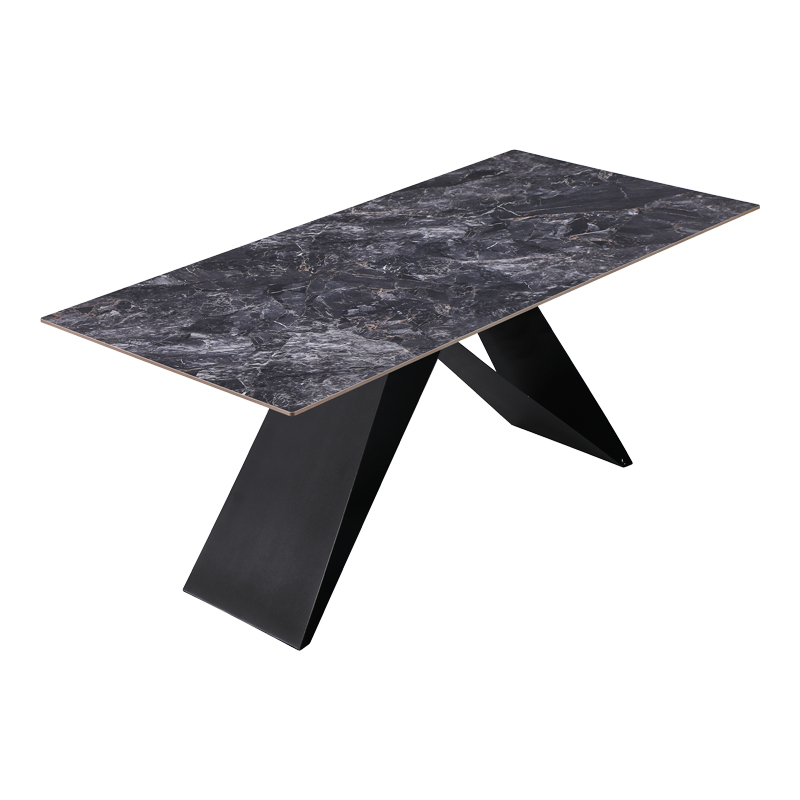 Τραπέζι Meja pakoworld Sintered stone μαύρο με μεταλλικά πόδια σε μαύρη απόχρωση 180x90x76εκ 3