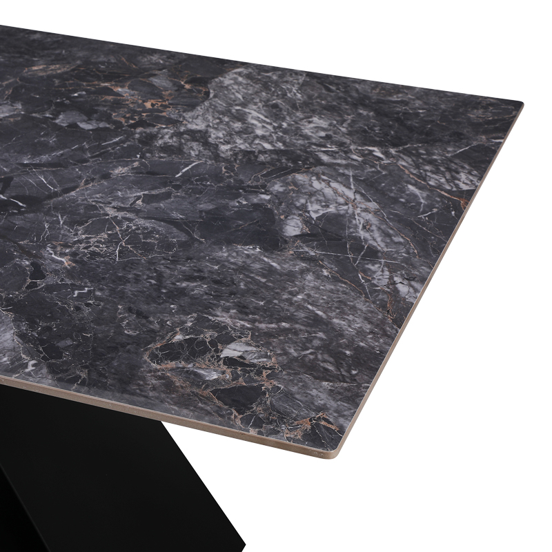 Τραπέζι Meja pakoworld Sintered stone μαύρο με μεταλλικά πόδια σε μαύρη απόχρωση 180x90x76εκ 4
