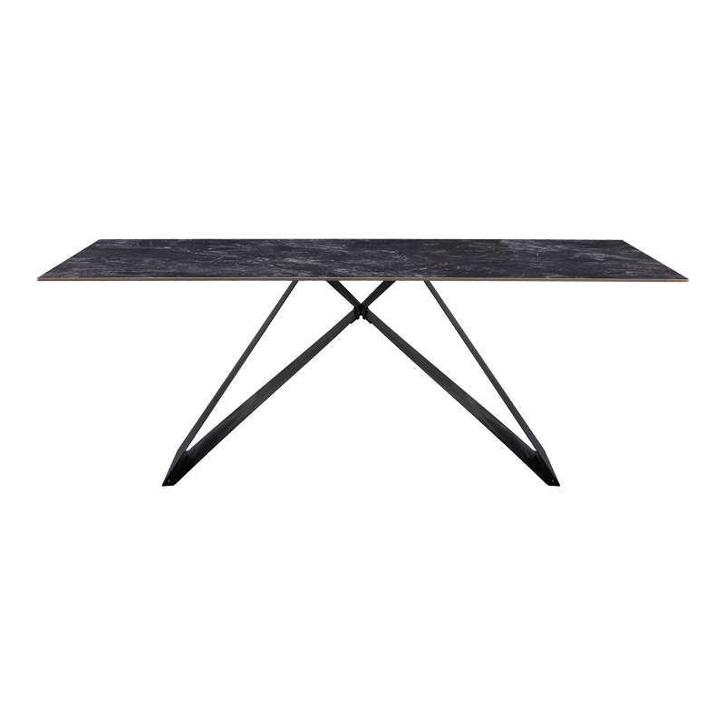 Τραπέζι Meja pakoworld Sintered stone μαύρο με μεταλλικά πόδια σε μαύρη απόχρωση 200x100x76εκ 2
