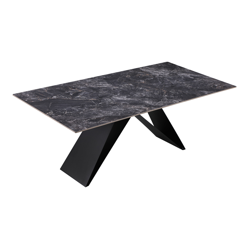 Τραπέζι Meja pakoworld Sintered stone μαύρο με μεταλλικά πόδια σε μαύρη απόχρωση 200x100x76εκ 3