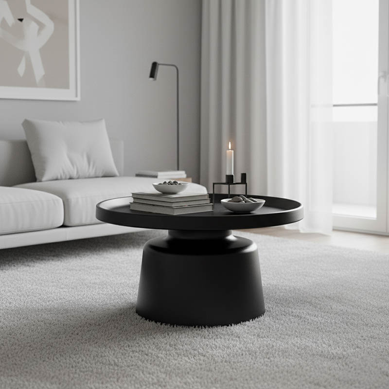 Τραπέζι σαλονιού Ginoze pakoworld μέταλλο σε μαύρη απόχρωση Φ70x41εκ 1