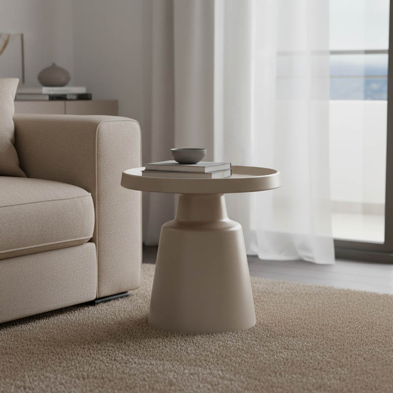 Βοηθητικό τραπέζι Ginoze pakoworld μέταλλο σε cappuccino απόχρωση Φ50x50.5εκ 1