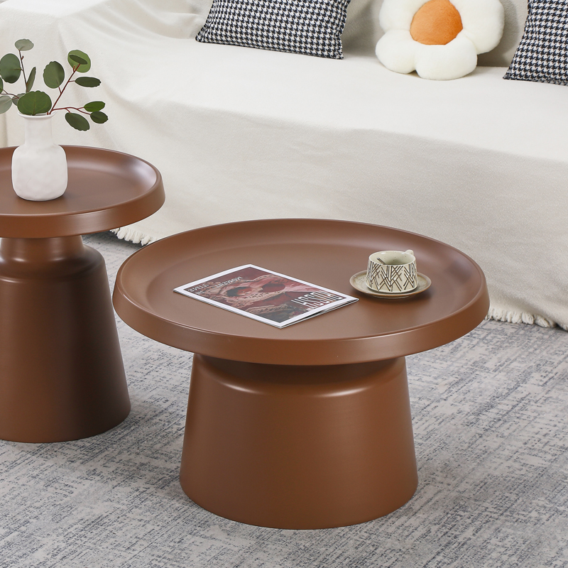 Τραπέζι σαλονιού Ginoze pakoworld μέταλλο σε καφέ απόχρωση Φ70x42,5εκ 1