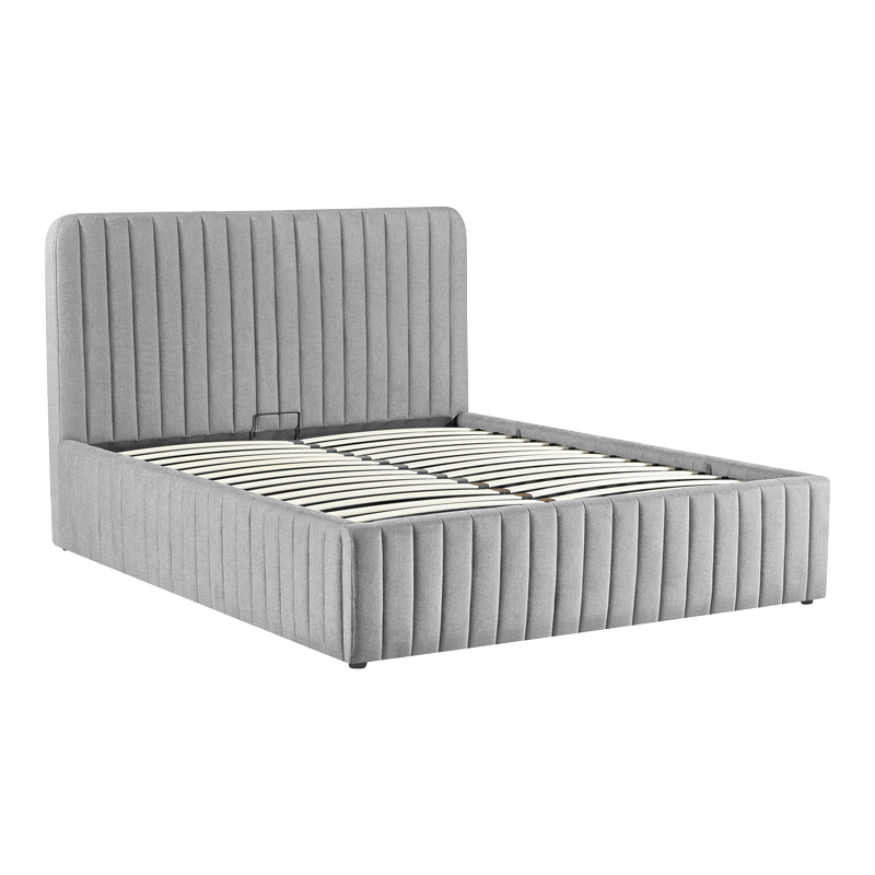 Κρεβάτι διπλό Zilin pakoworld ύφασμα γκρι-μπεζ με αποθηκευτικό χώρο 160x200εκ 3