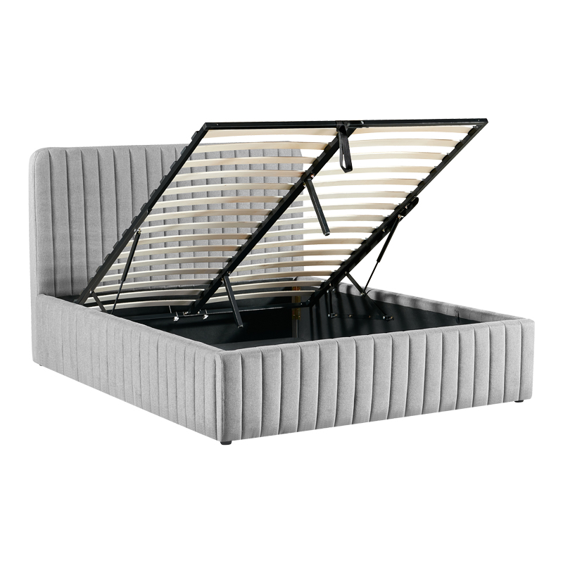 Κρεβάτι διπλό Zilin pakoworld ύφασμα γκρι-μπεζ με αποθηκευτικό χώρο 160x200εκ 4