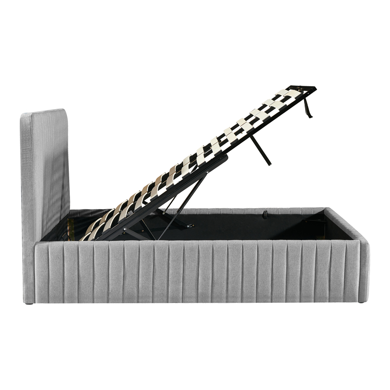 Κρεβάτι διπλό Zilin pakoworld ύφασμα γκρι-μπεζ με αποθηκευτικό χώρο 160x200εκ 5