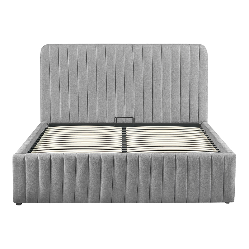 Κρεβάτι διπλό Zilin pakoworld ύφασμα γκρι-μπεζ με αποθηκευτικό χώρο 160x200εκ 6