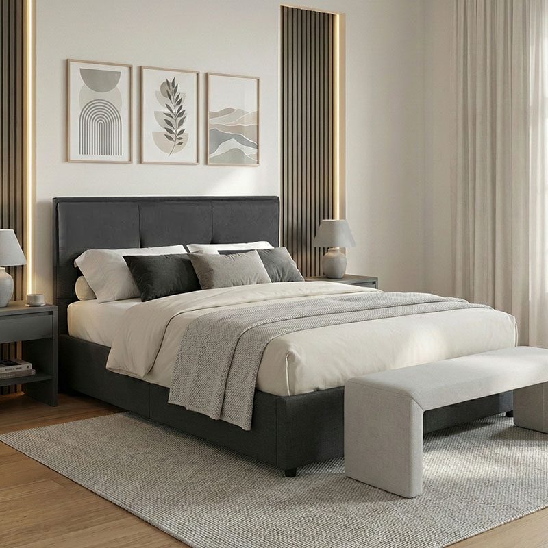 Κρεβάτι διπλό Sonnie pakoworld με αποθηκευτικό χώρο ύφασμα ανθρακί 150x200εκ 1