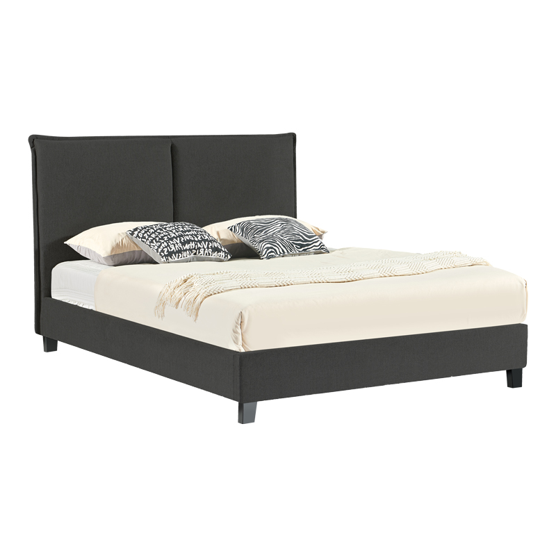 Κρεβάτι διπλό Majus pakoworld ύφασμα ανθρακί 160x200εκ 2