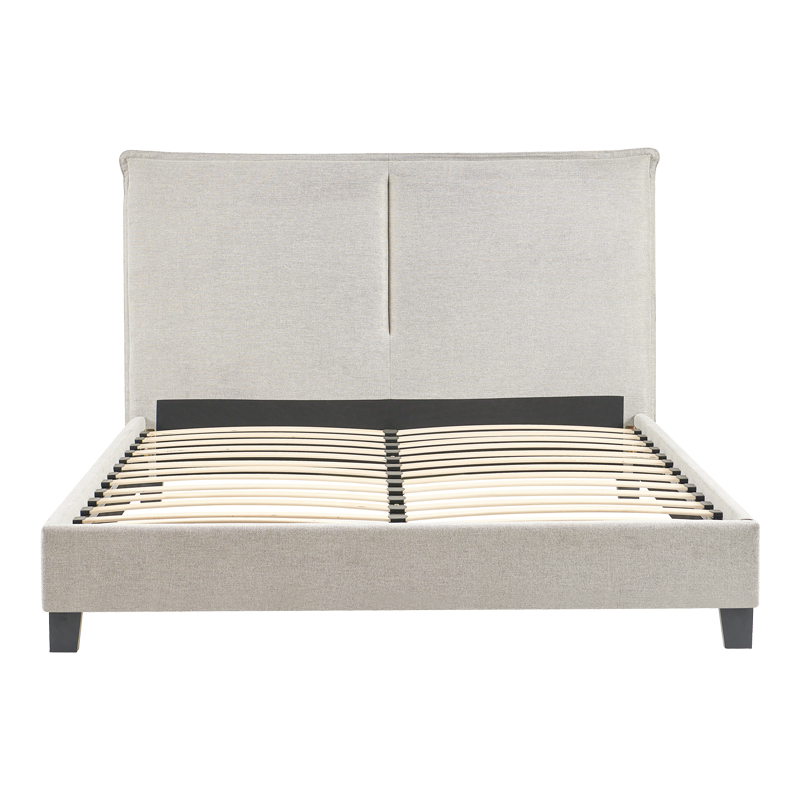 Κρεβάτι διπλό Majus pakoworld ύφασμα γκρι-μπεζ 160x200εκ 4