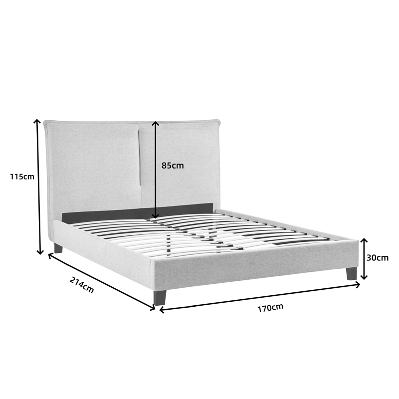 Κρεβάτι διπλό Majus pakoworld ύφασμα γκρι-μπεζ 160x200εκ 6
