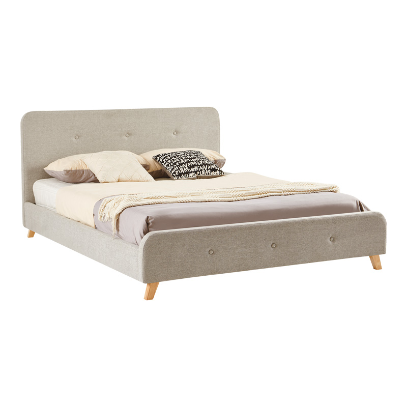 Κρεβάτι διπλό Restel pakoworld ύφασμα γκρι-μπεζ 160x200εκ 2