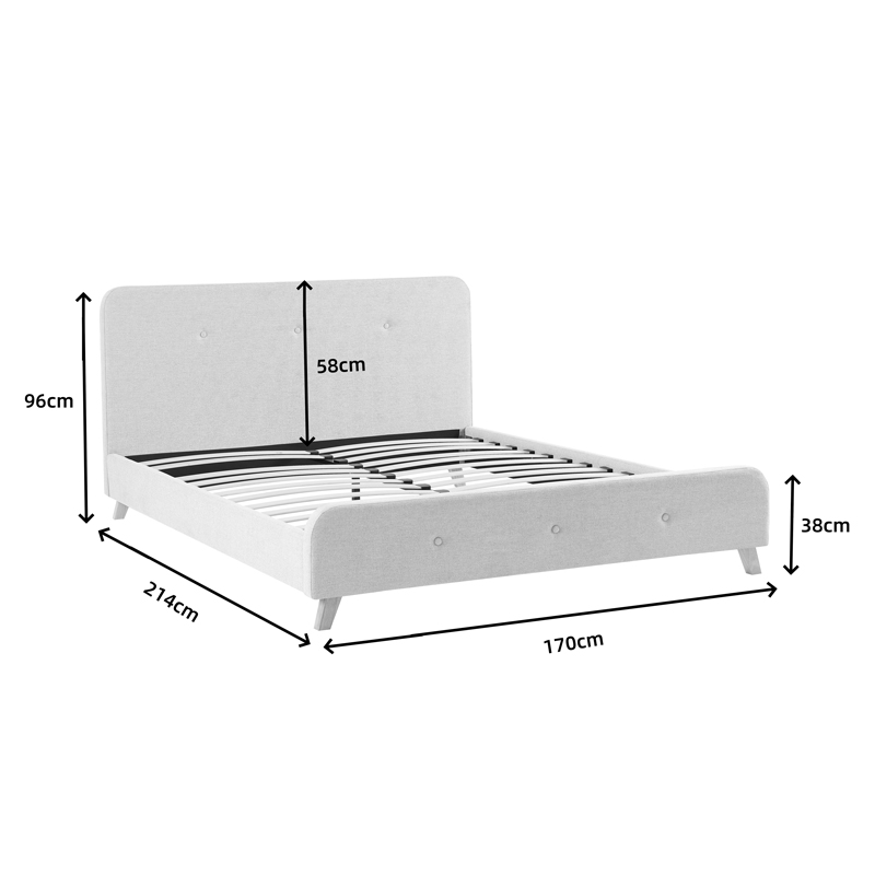 Κρεβάτι διπλό Restel pakoworld ύφασμα γκρι 160x200εκ 6