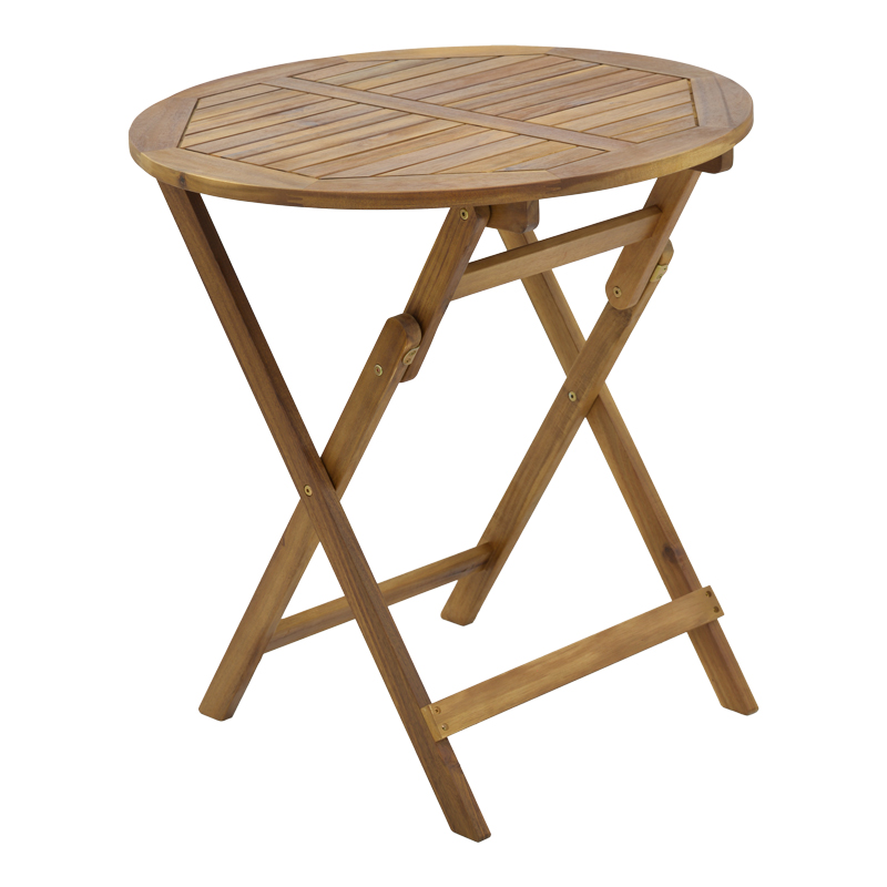 Τραπέζι Capruva pakoworld πτυσσόμενο φυσικό ξύλο ακακίας Φ70x74εκ 3
