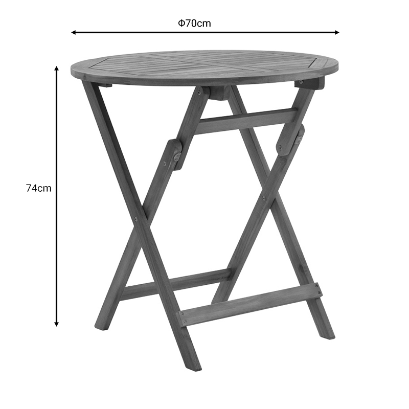 Τραπέζι Capruva pakoworld πτυσσόμενο φυσικό ξύλο ακακίας Φ70x74εκ 6