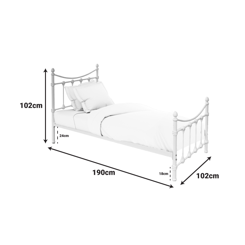 Κρεβάτι Beowulf pakoworld λευκό μεταλλικό 90x190εκ 5