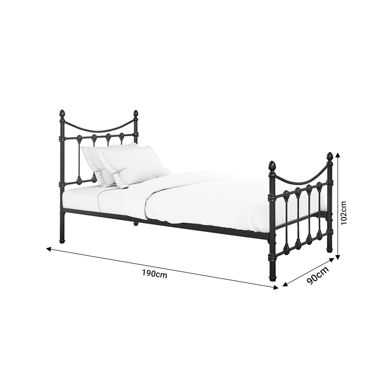 Κρεβάτι Beowulf pakoworld μαύρο μεταλλικό 90x190εκ 5