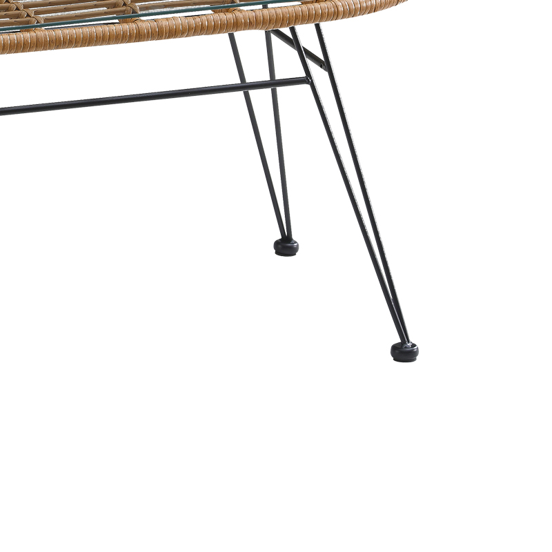 Τραπέζι Naoki pakoworld μαύρο μέταλλο-pe φυσικό-γυαλί 100x45x46εκ 4