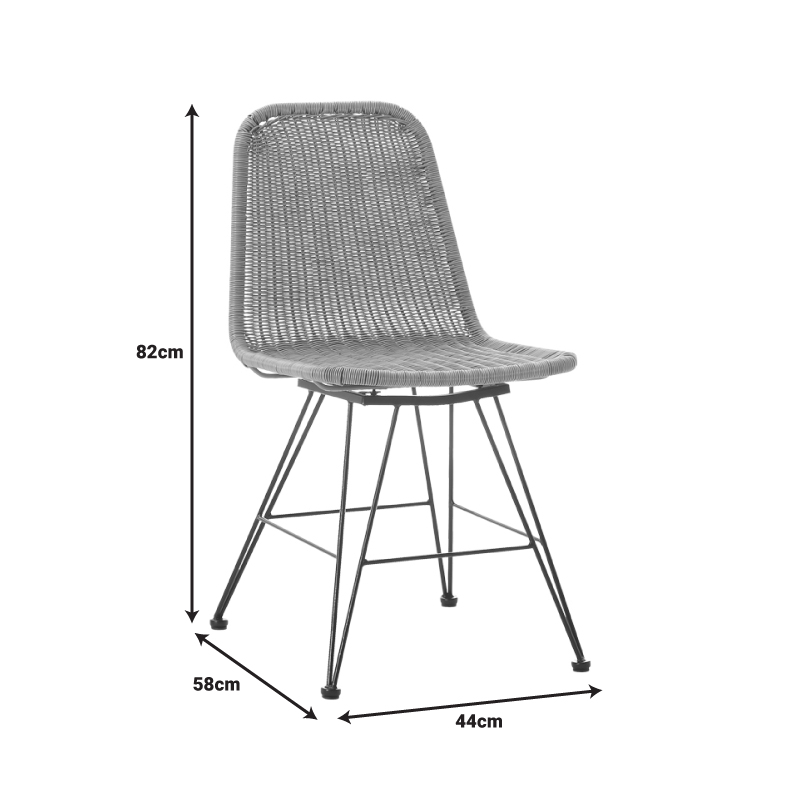 Καρέκλα Pamela pakoworld pe rattan σε φυσική απόχρωση και μαύρα μεταλλικά πόδια 44x58x82εκ 9