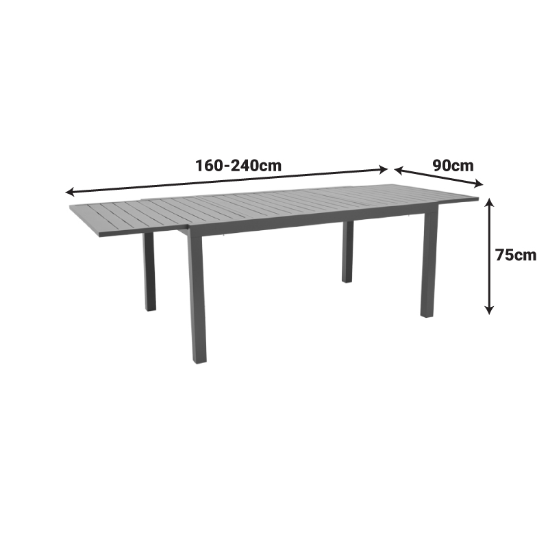Τραπέζι επεκτεινόμενο Lafla pakoworld αλουμινίου ανθρακί 160-240x90x75εκ 10