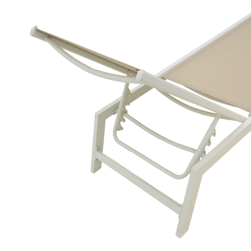 Ξαπλώστρα Boka pakoworld λευκό αλουμίνιο και textilene σε μπεζ απόχρωση 60x192x31εκ 6