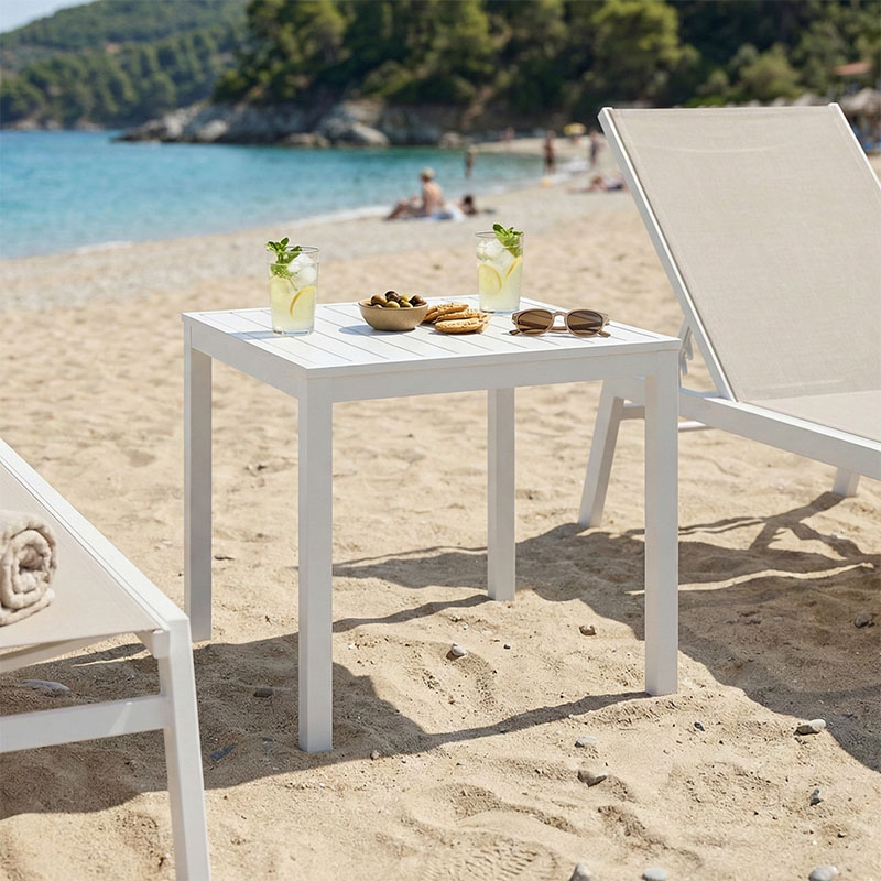 Τραπεζάκι παραλίας Kliton pakoworld αλουμίνιο σε λευκή απόχρωση 45x45x41εκ 2