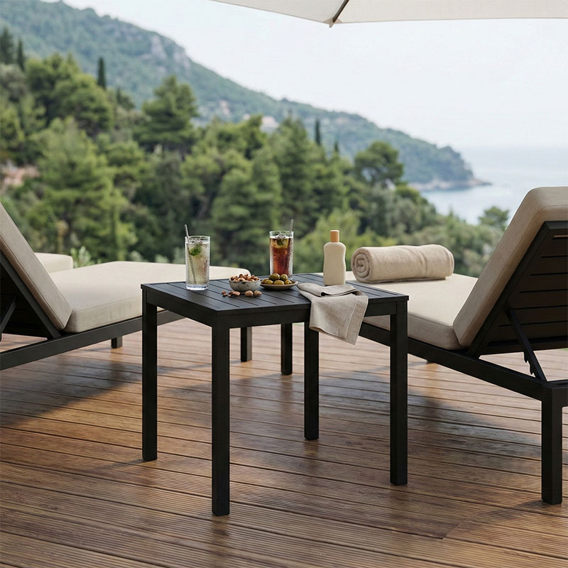 Τραπεζάκι παραλίας Kliton pakoworld αλουμίνιο σε μαύρη απόχρωση 45x45x41εκ 2