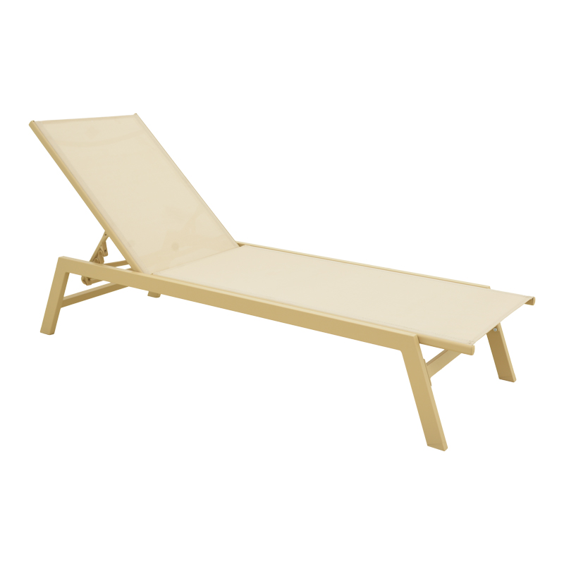 Ξαπλώστρα Boka pakoworld αλουμίνιο cappuccino- textilene σε σαμπανί 60x192x31εκ 1