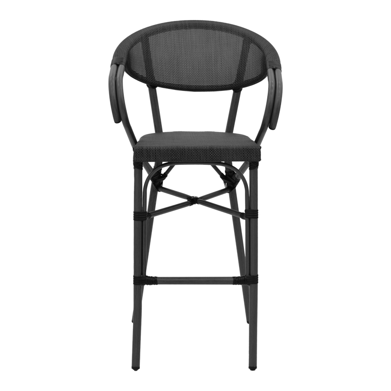 Σκαμπό μπαρ Efolian pakoworld μαύρο αλουμίνιο-μαύρο textilene 58x58x113εκ 4