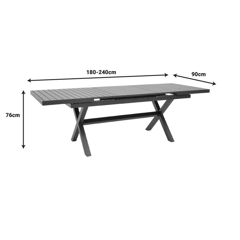 Τραπέζι επεκτεινόμενο Dagyn pakoworld ανθρακί αλουμίνιο 180-240x90x76εκ 8