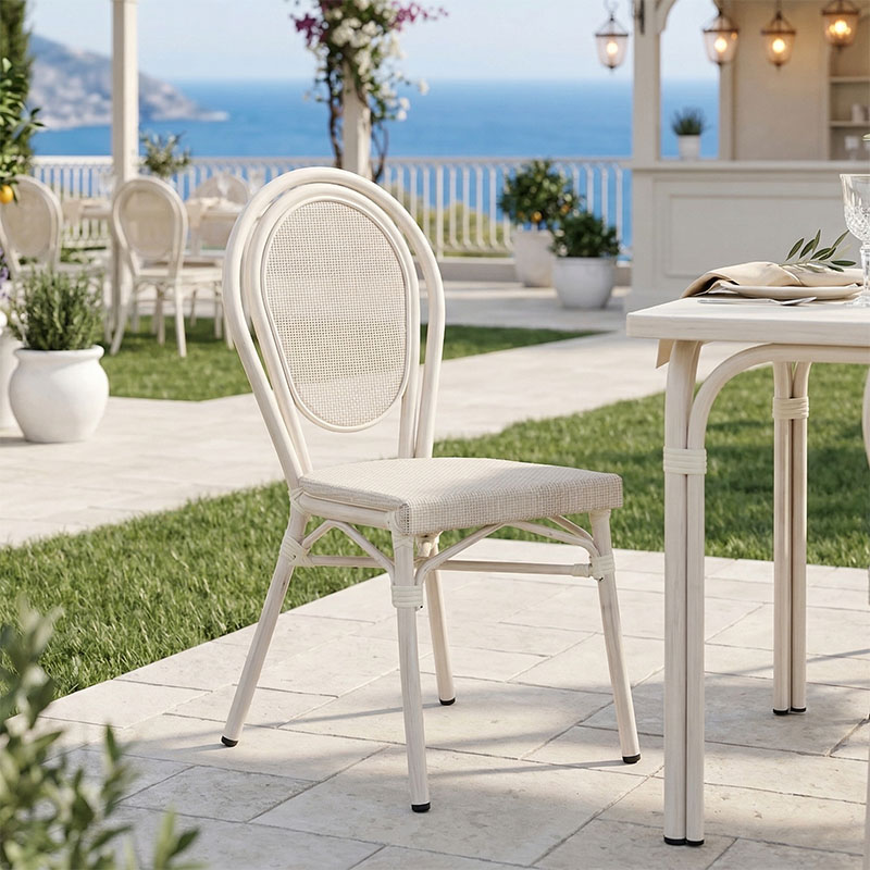 Καρέκλα Nacia pakoworld στοιβαζόμενη αλουμίνιο-textilene λευκό 45x59x85εκ 2