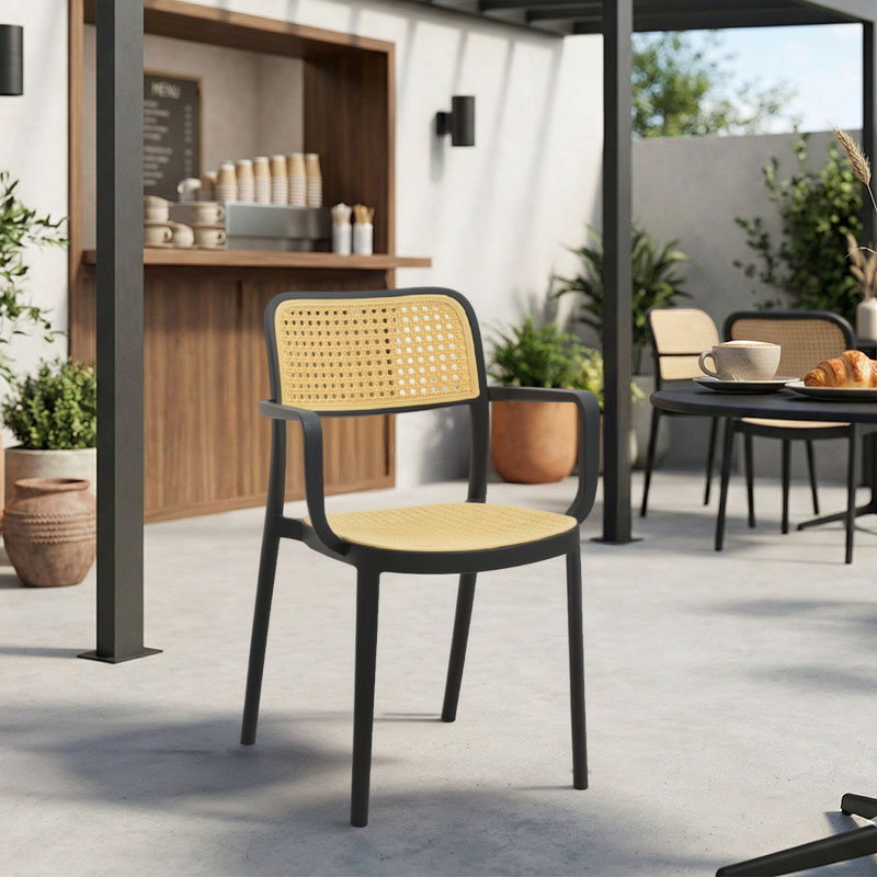Πολυθρόνα Westley pakoworld pp φυσικό-μαύρο 58x47x81εκ 2