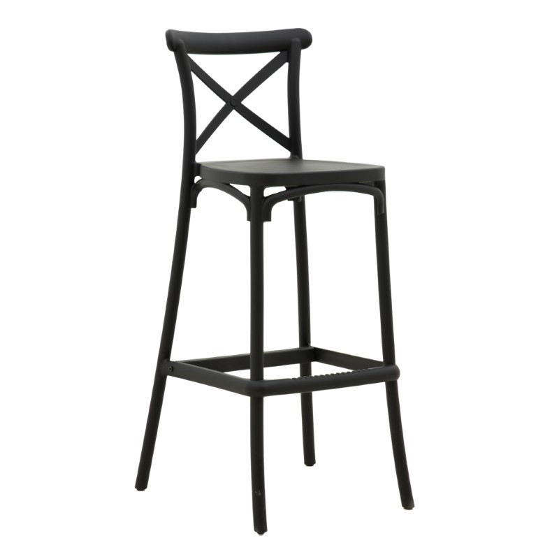 Σκαμπό μπαρ Crossie pakoworld pp μαύρο 44x44x113εκ 1