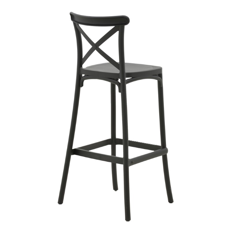 Σκαμπό μπαρ Crossie pakoworld pp μαύρο 44x44x113εκ 2