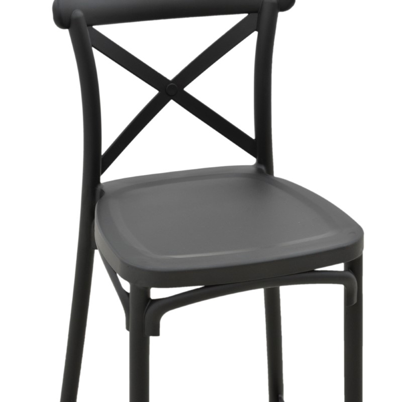 Σκαμπό μπαρ Crossie pakoworld pp μαύρο 44x44x113εκ 6