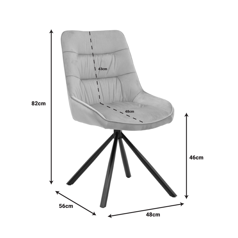 Καρέκλα Wori pakoworld μπεζ βελούδο-πόδι μαύρο μέταλλο 48x56x82εκ 8