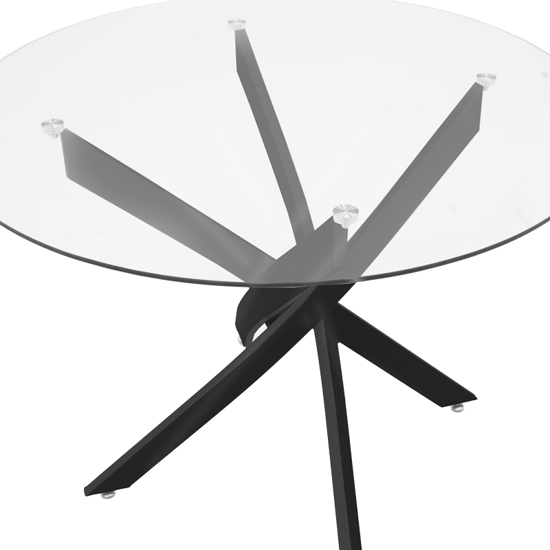 Τραπέζι Antoro pakoworld γυαλί και μεταλλικά πόδια σε μαύρη απόχρωση Φ80x75εκ 4