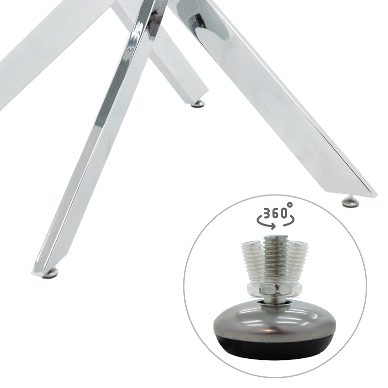 Τραπέζι Antoro pakoworld γυαλί και μεταλλικά πόδια σε απόχρωση χρωμίου Φ80x75εκ 6