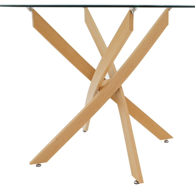 Τραπέζι Antoro pakoworld γυαλί και μεταλλικά πόδια σε φυσική απόχρωση Φ100x75εκ 5